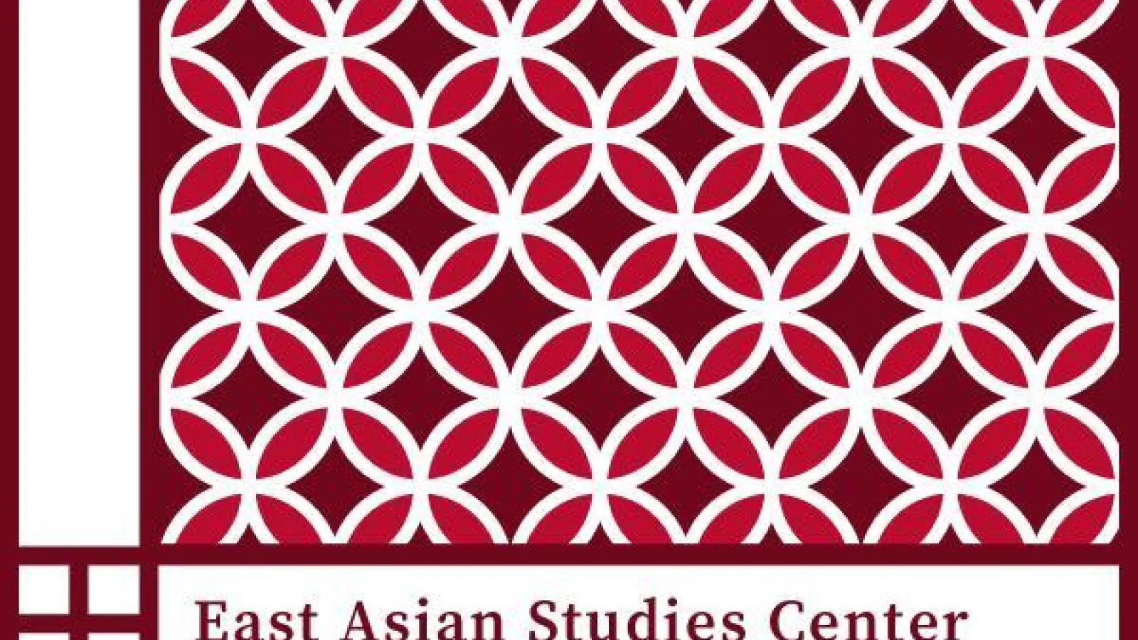 Red and white patterned logo for East Asian Studies Center with interlocking circles.